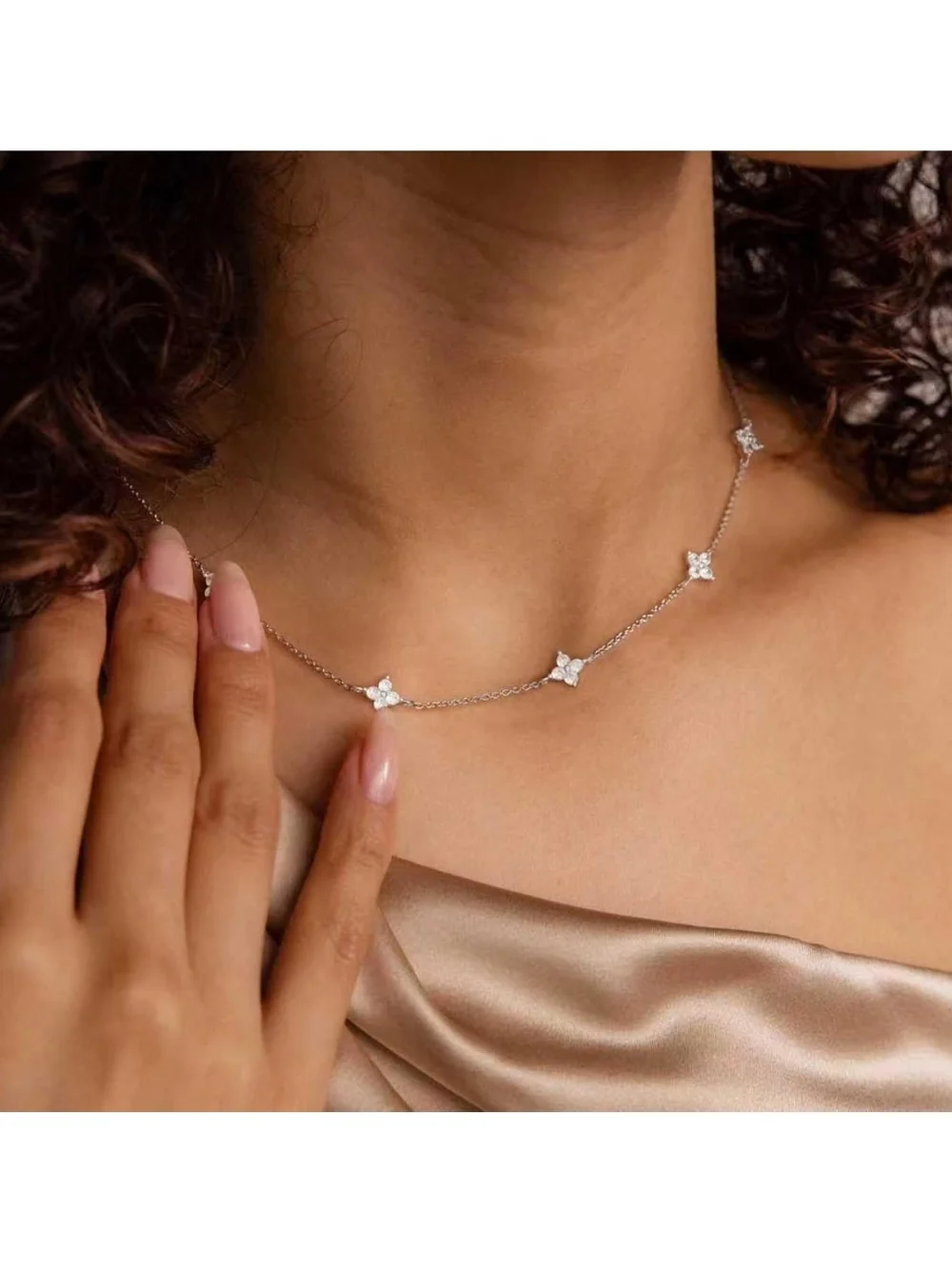 Delicate Silver Starlet Necklace - White CZ Accents